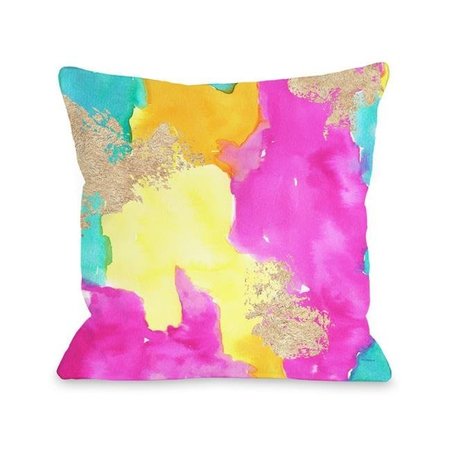 ONE BELLA CASA One Bella Casa 74427PL16 16 x 16 in. Color Splash Pillow by lezleelliott; Blue & Multicolor 74427PL16